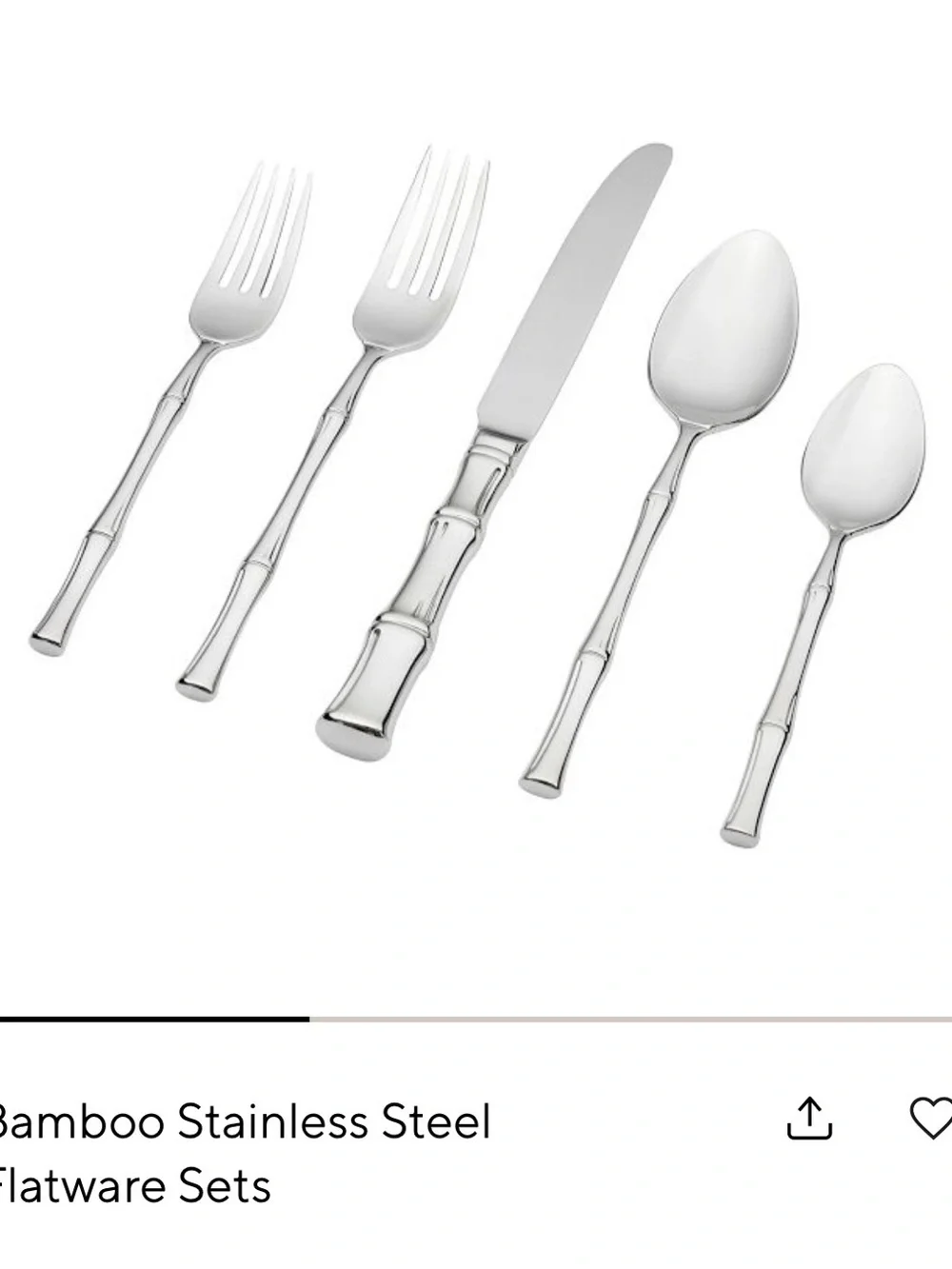Four- Pottery Barn Silver Bamboo-Handle Flatware Sets
